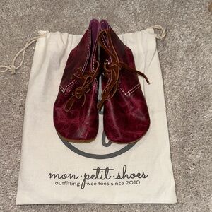 Mon Petit Shoes Merlot Burgundy Leather Soft Sole Shoes